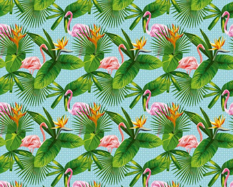 Papel Mural / Flamingos Light Blue 3