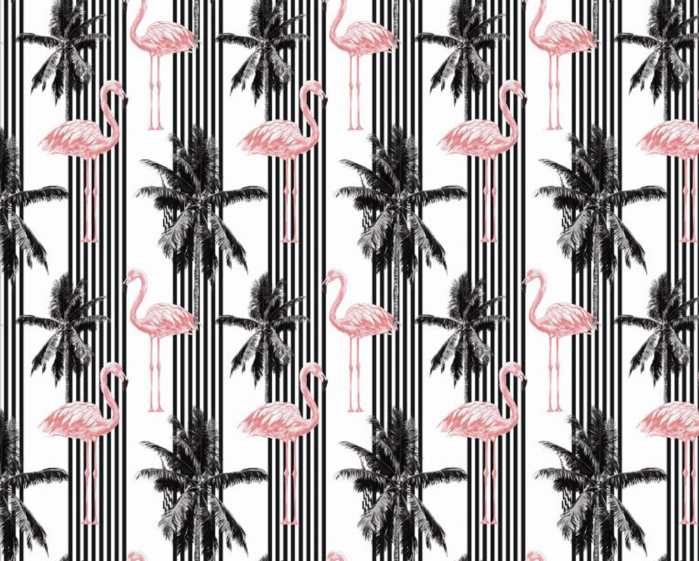 Papel Mural / Black&Pink Flamingos 3