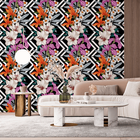 Papel Mural / Flower Zig-Zag Vertical