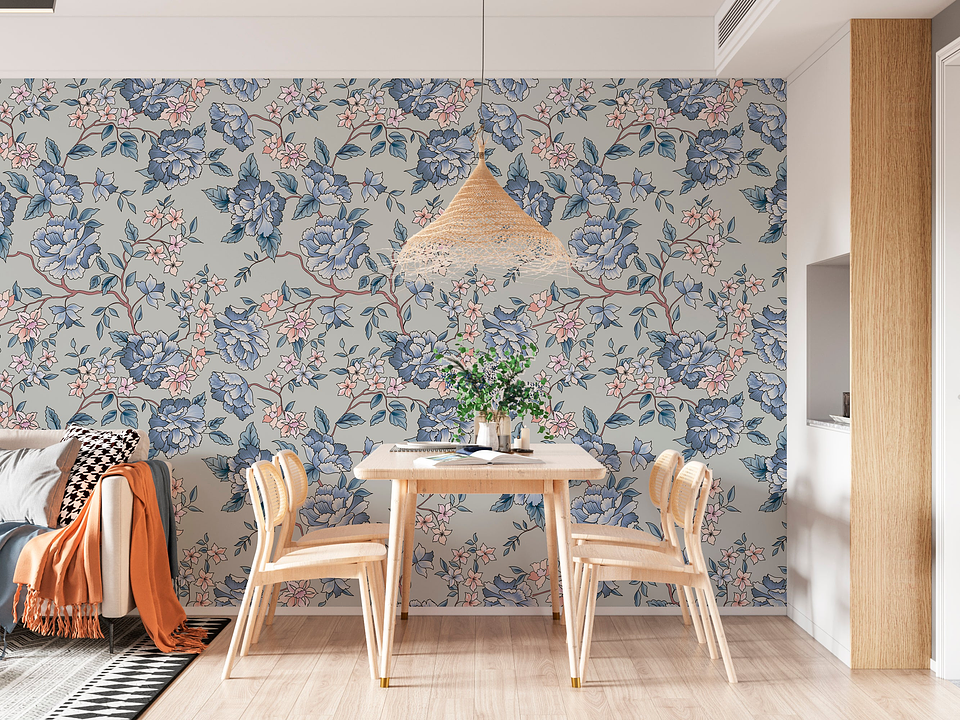 Papel Mural / Floral Blue 1