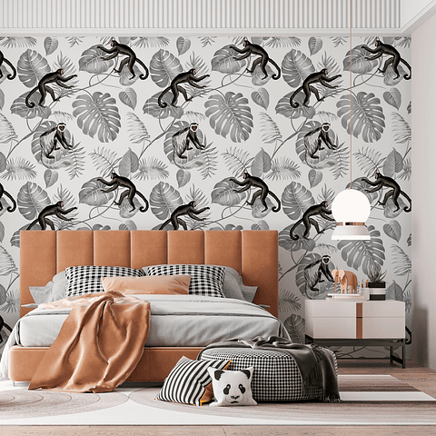 Papel Mural / Monkey Grey Leaves