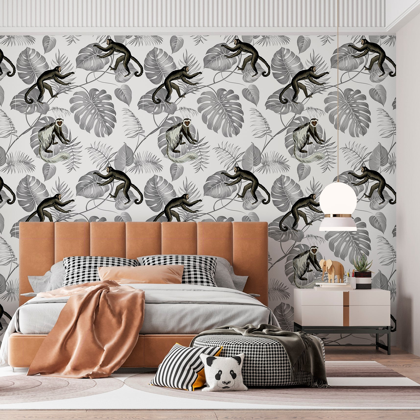 Papel Mural / Monkey Grey Leaves 1