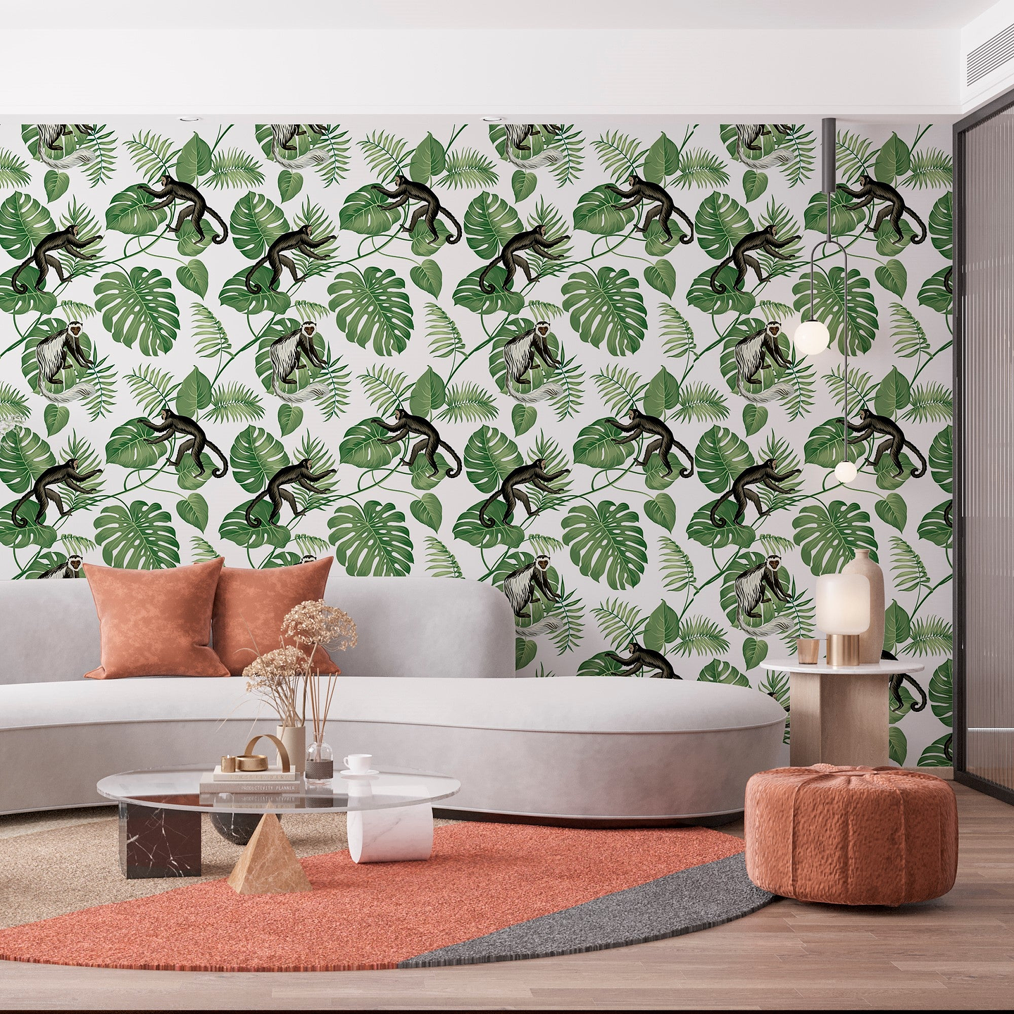 Papel Mural / Monkey Green Leaves 1