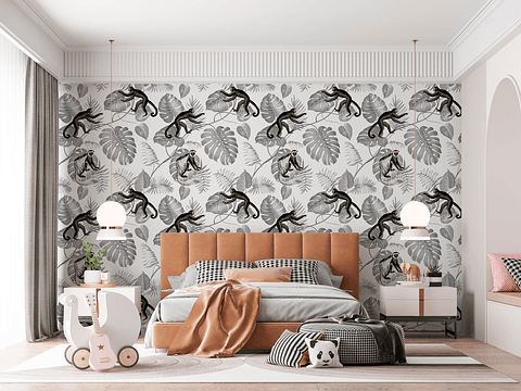 Papel Mural / Monkey Grey Leaves