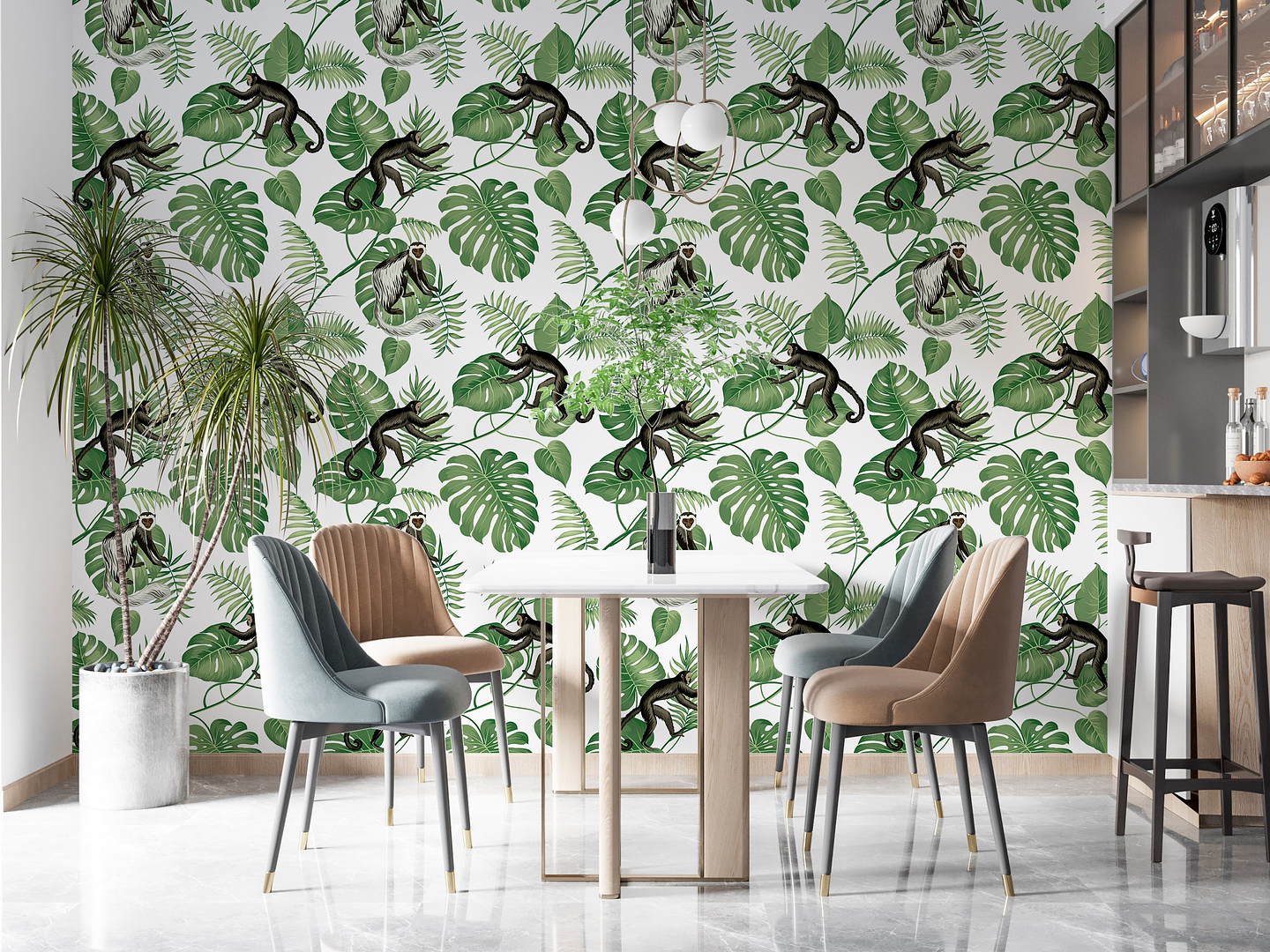Papel Mural / Monkey Green Leaves 3