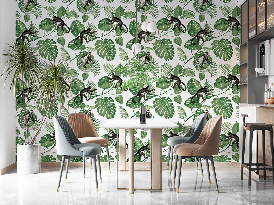 Papel Mural / Monkey Green Leaves 3