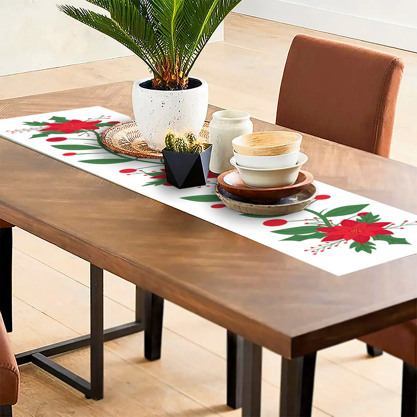 Camino de Mesa Vinílico / Flor de NocheBuena 1