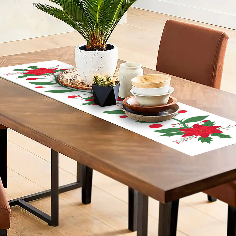 Camino de Mesa Vinílico / Flor de NocheBuena 1