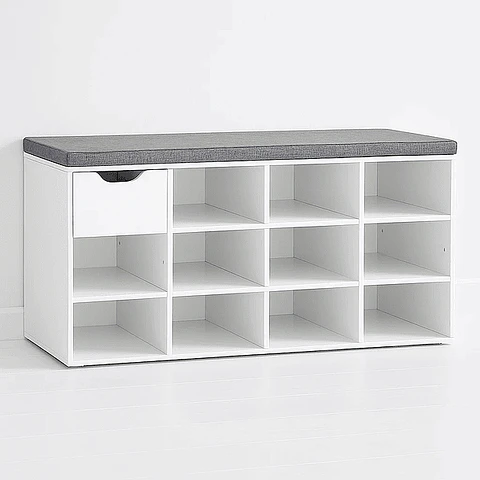 Banqueta Zapatera Blanca 1 Cajón (KL)