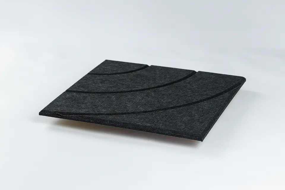 Pack 4 Paneles Acústicos Adhesivos / Negro Curve 2