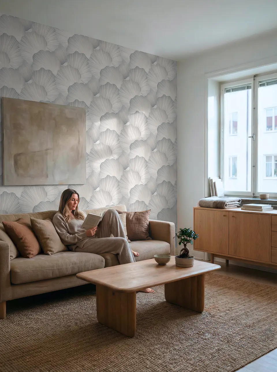 Papel Mural Hojas Ginkgo Gris / 792332 (Spectrum) 1