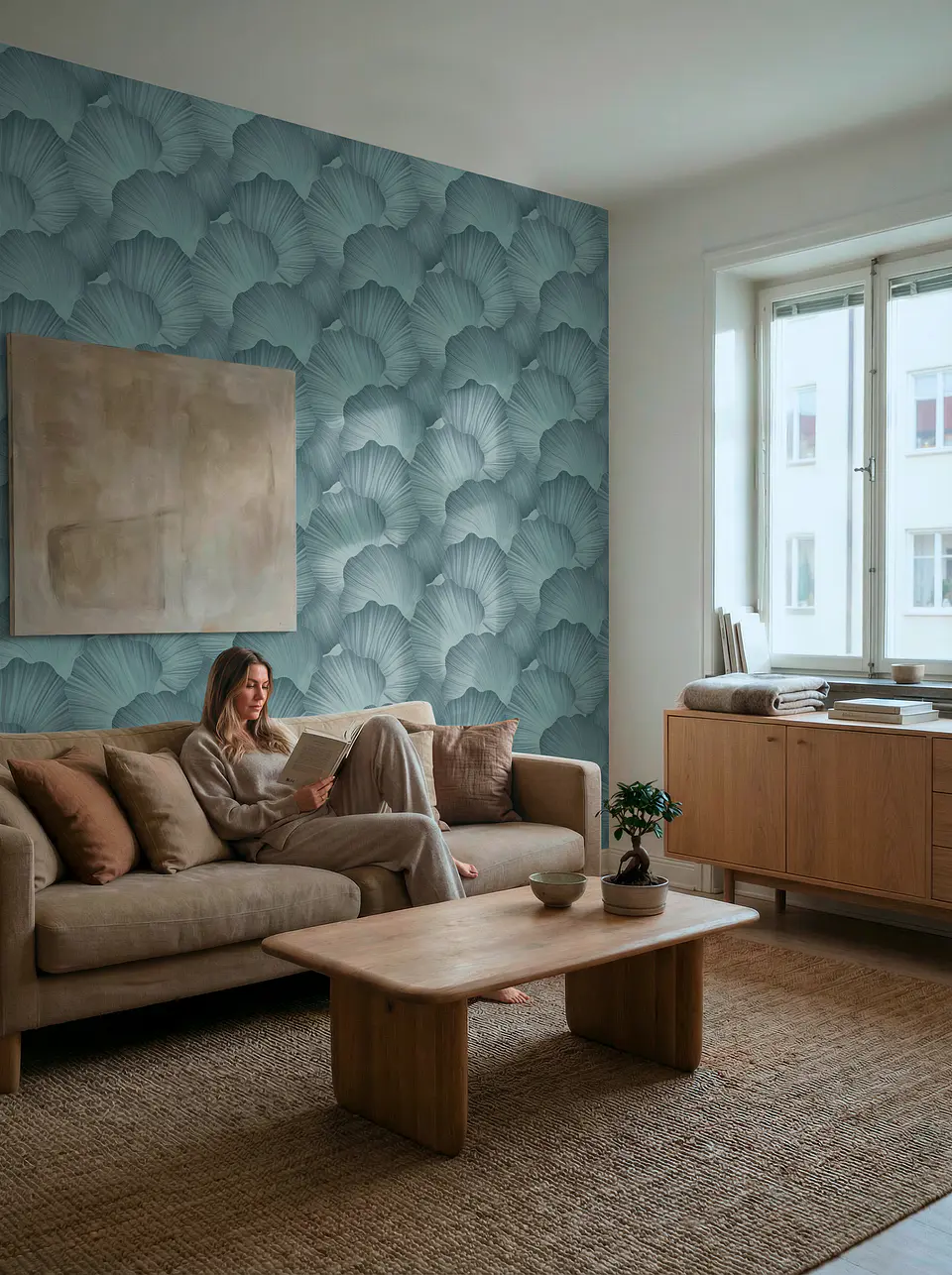 Papel Mural Hojas Ginkgo Turquesa / 792336 (Spectrum) 3
