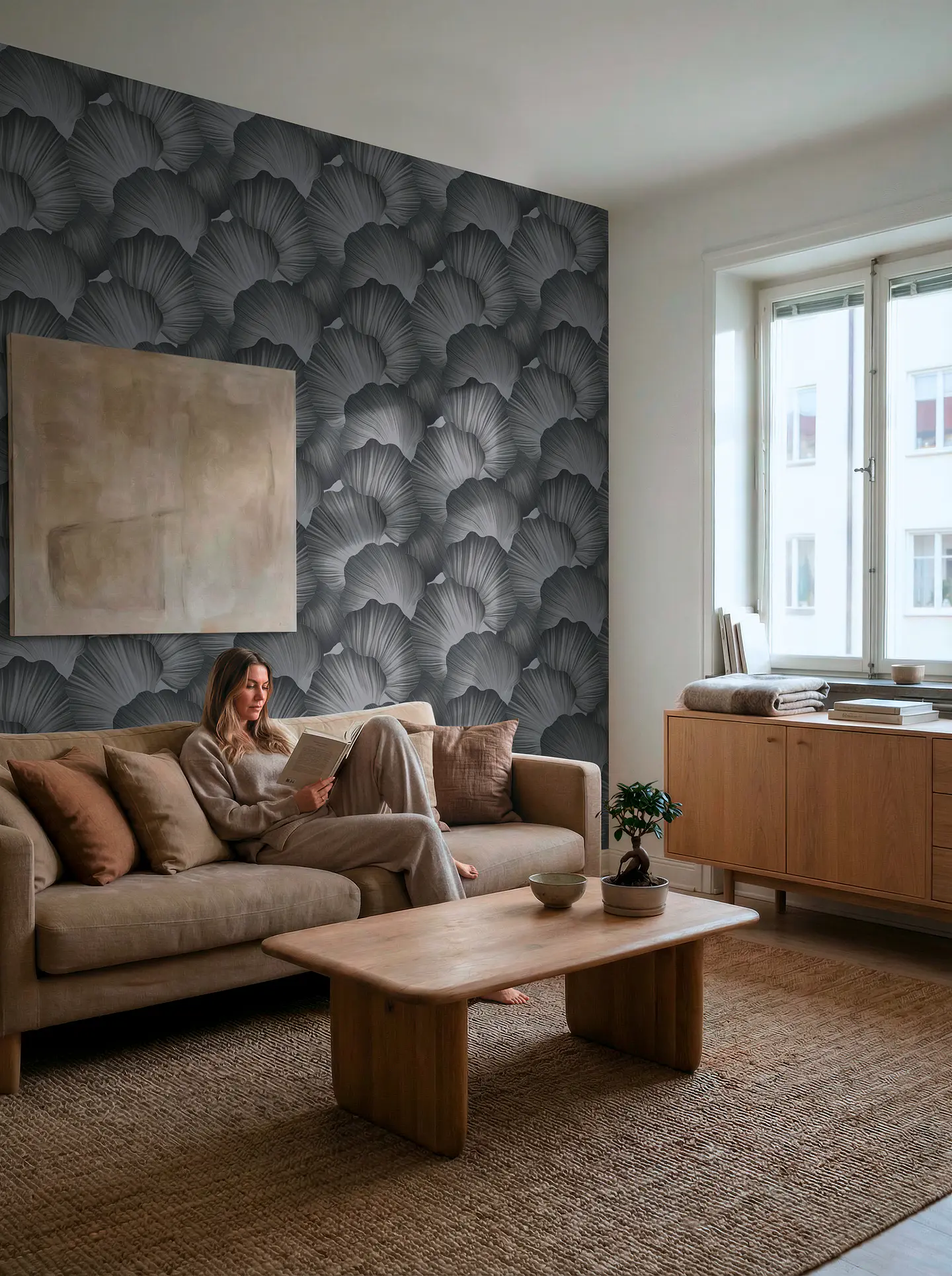 Papel Mural Hojas Ginkgo Negro / 792337 (Spectrum) 3