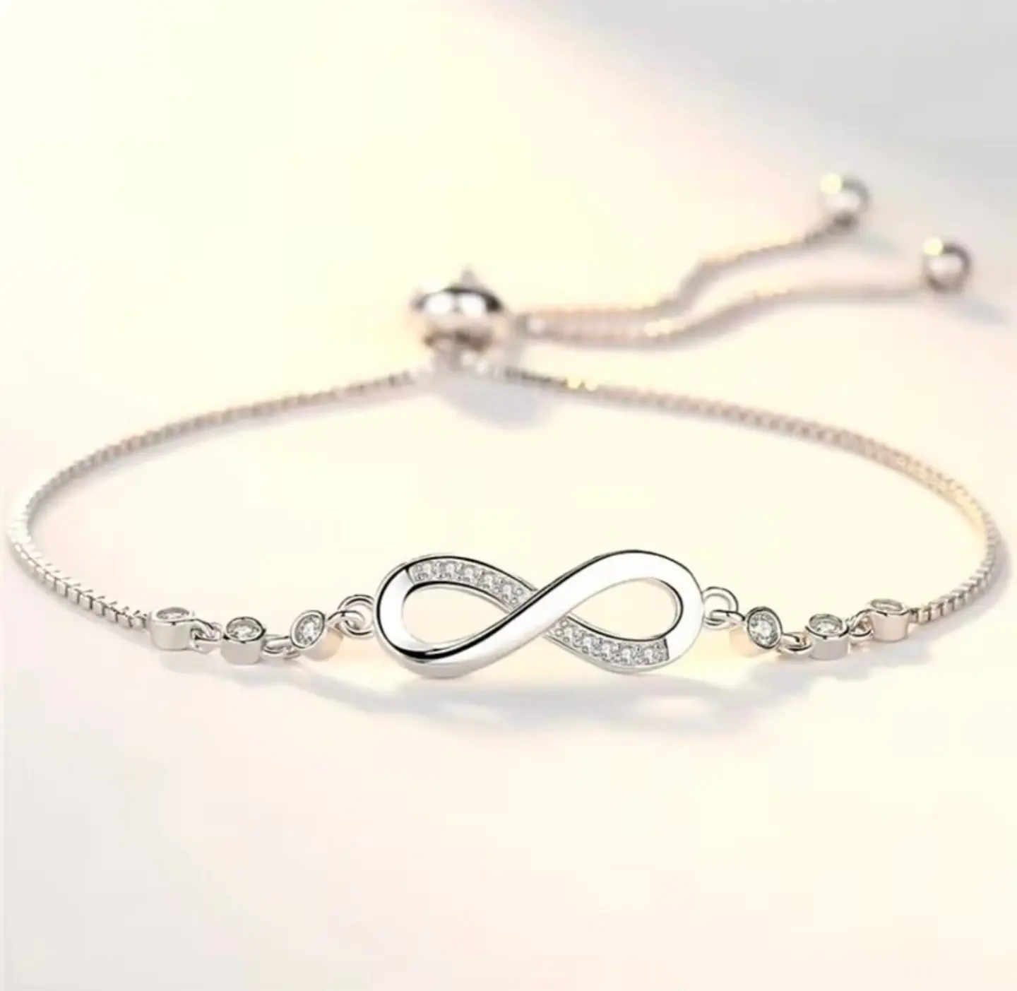 Pulsera plata signo infinito ajustable 3