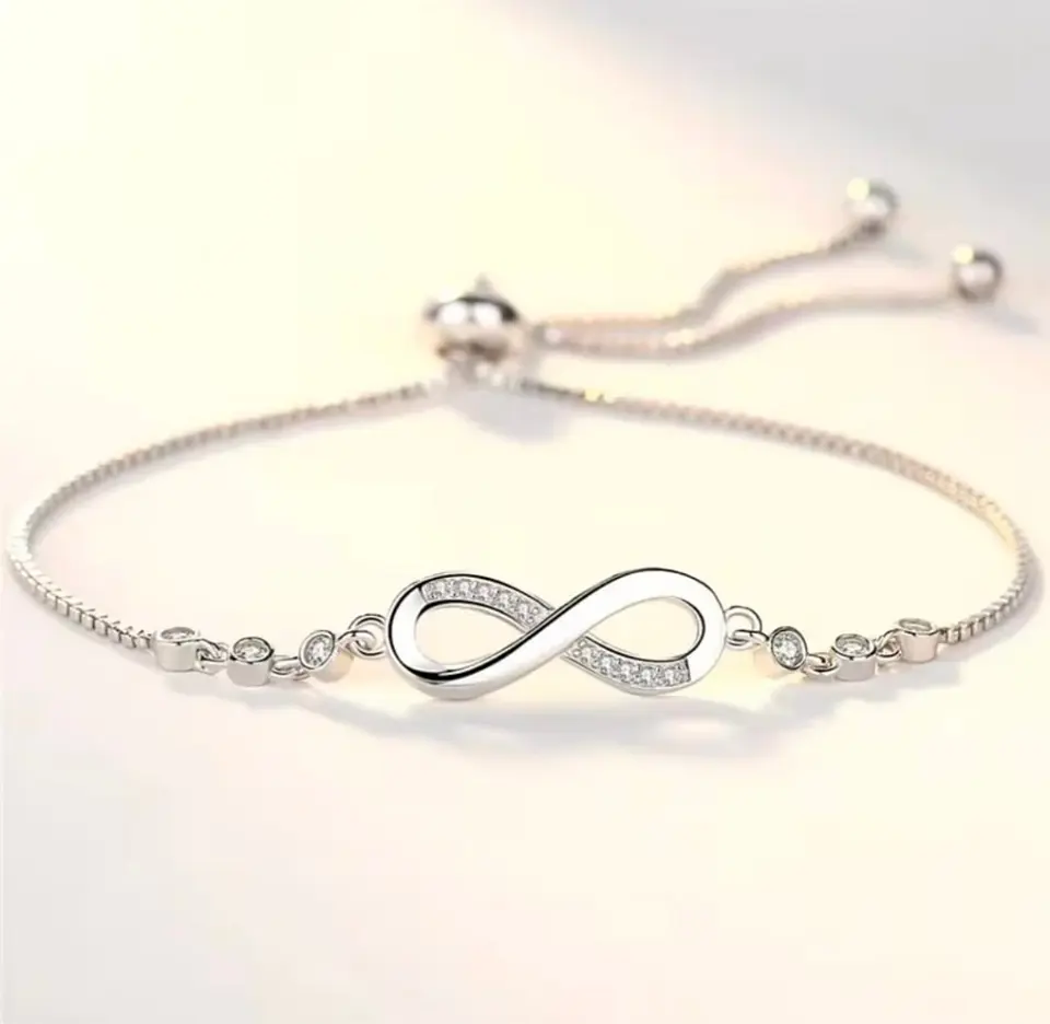Pulsera plata signo infinito ajustable 3
