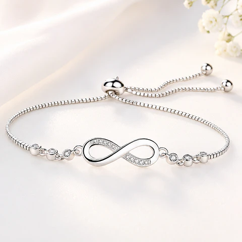 Pulsera plata signo infinito ajustable