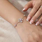 Pulsera plata dije flor cristal piedra rosada - Miniatura 2