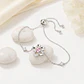 Pulsera plata dije flor cristal piedra rosada - Miniatura 4