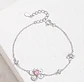 Pulsera plata dije flor cristal piedra rosada - Miniatura 1