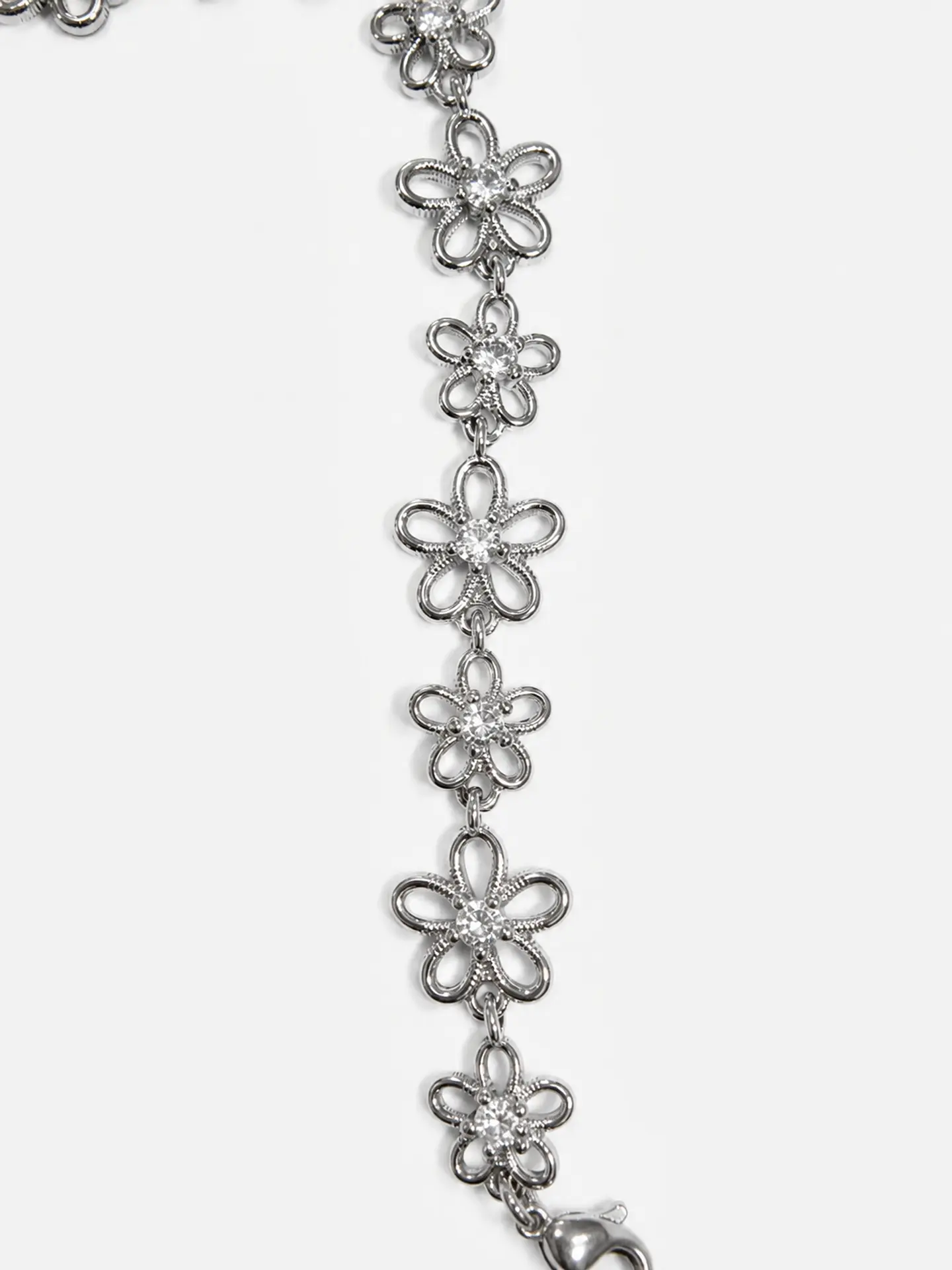 Pulsera plata flores caladas con circón 5