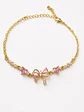 Brazalete plata lazo calado con gema rosa - Miniatura 1