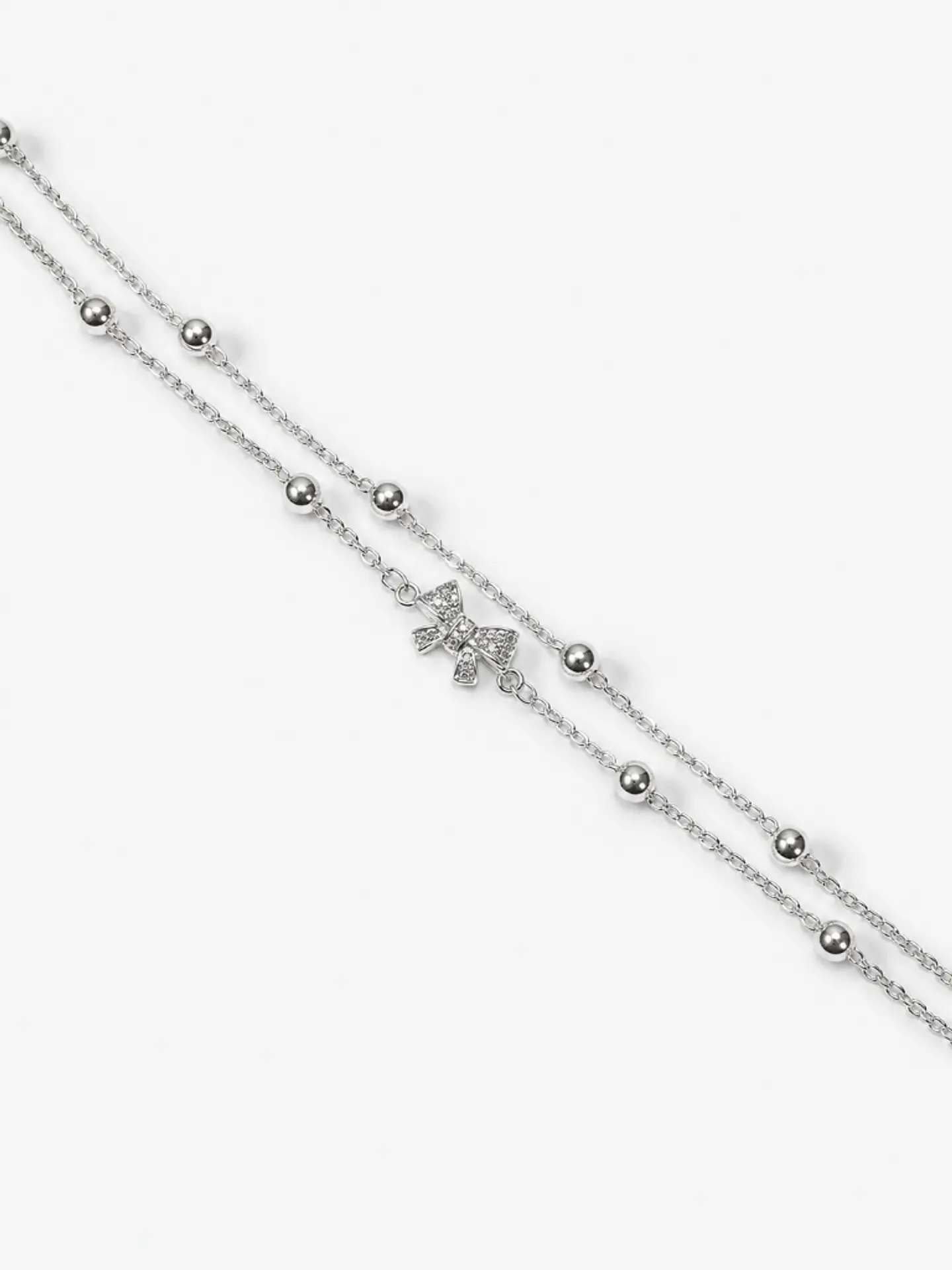 Pulsera plata doble cadena sofisticada 3