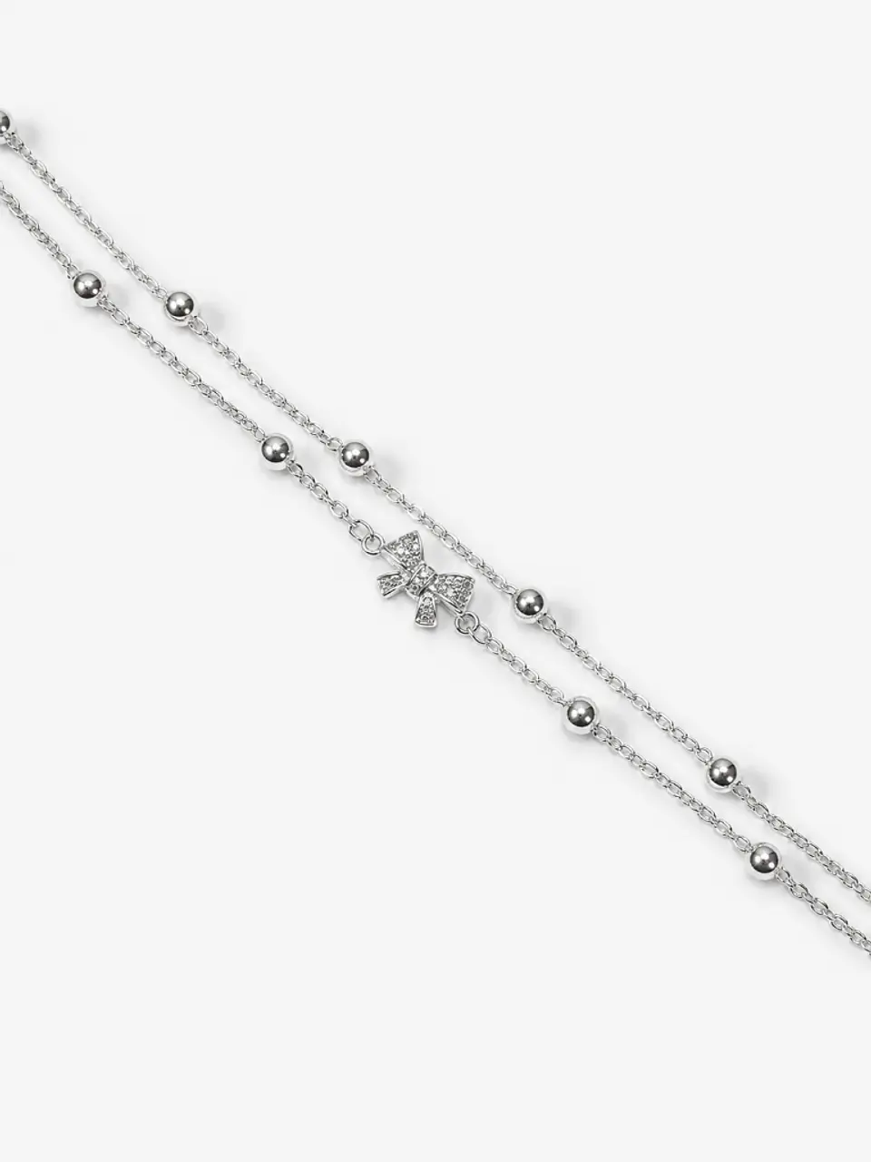 Pulsera plata doble cadena sofisticada 3