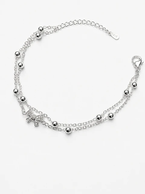 Pulsera plata doble cadena sofisticada