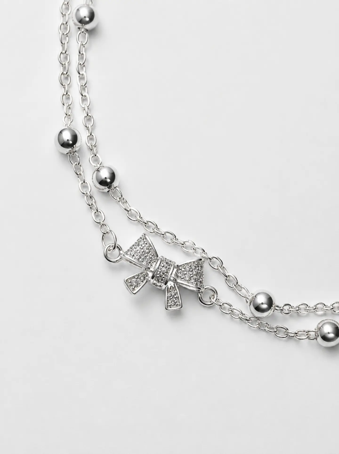 Pulsera plata doble cadena sofisticada 5