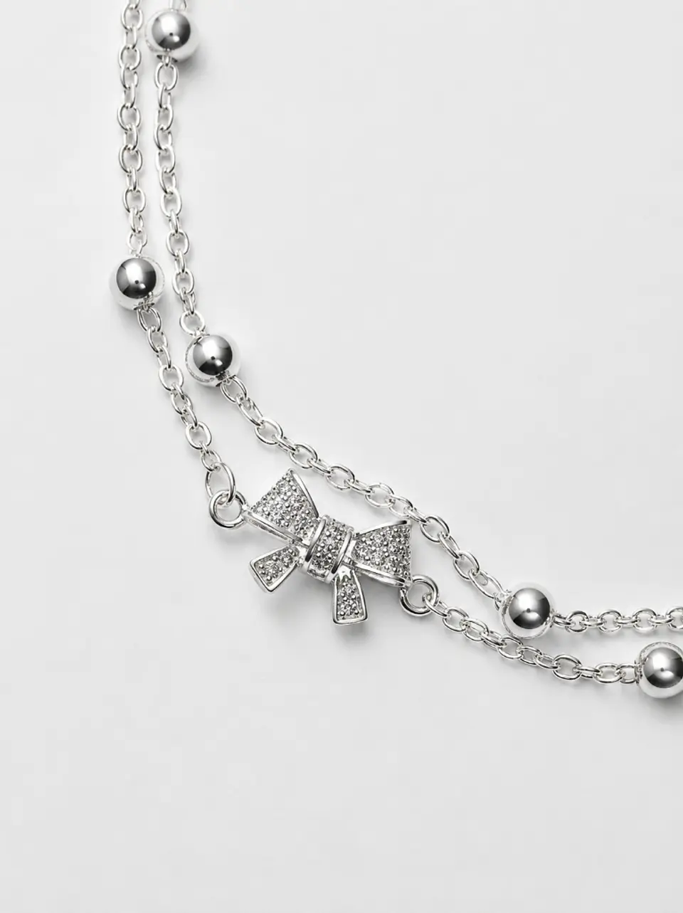 Pulsera plata doble cadena sofisticada 5