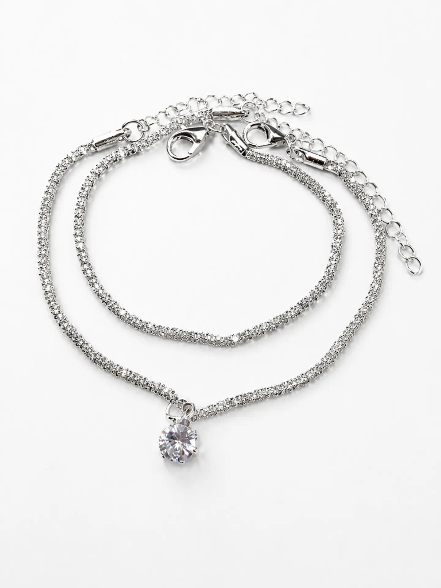 Brazalete plata cadena delicada dije central 4