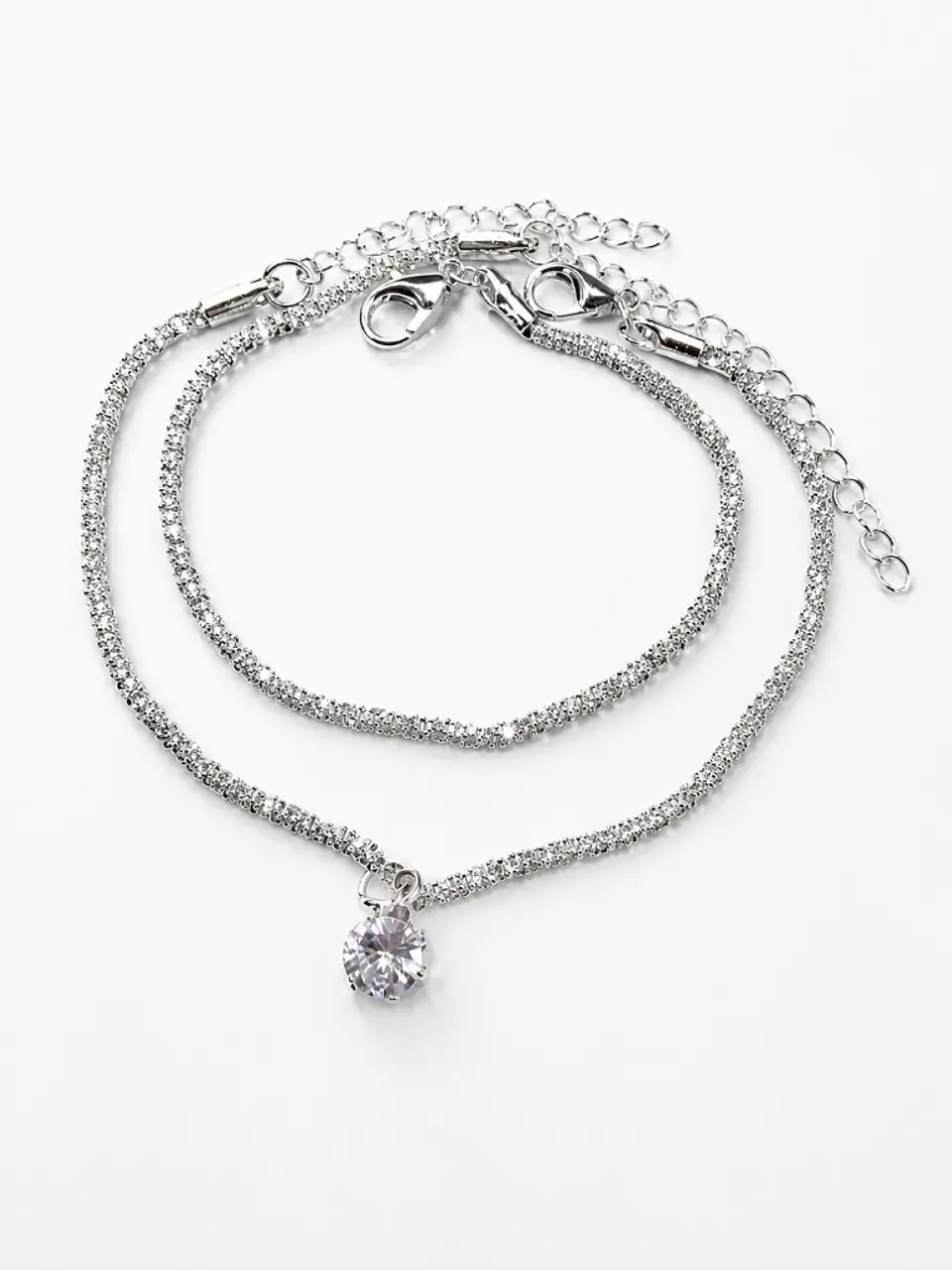 Brazalete plata cadena delicada dije central 4