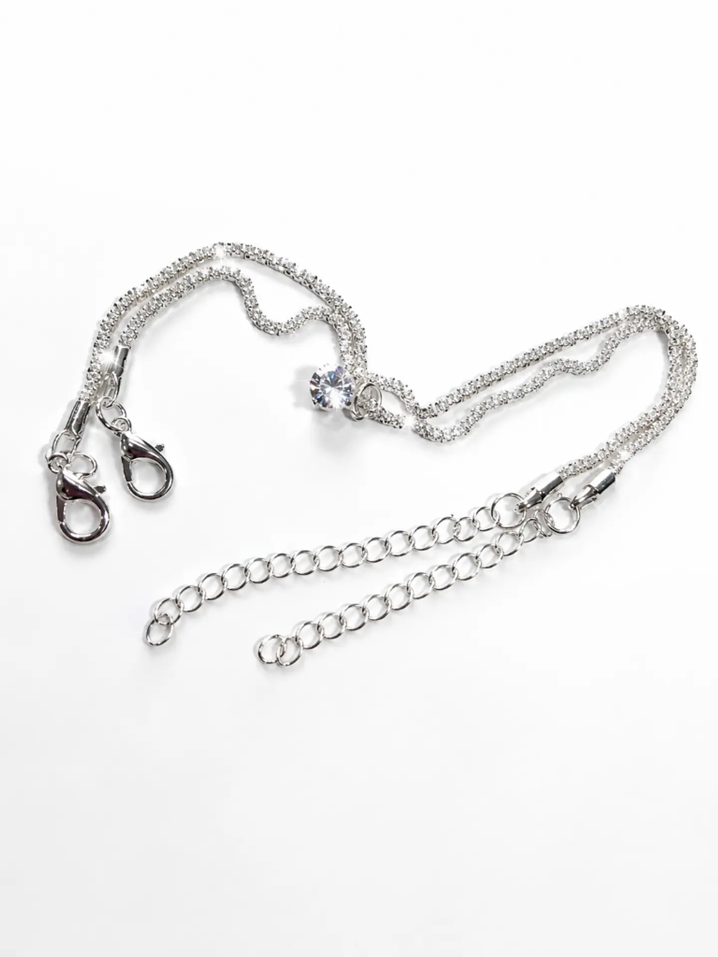 Brazalete plata cadena delicada dije central 5