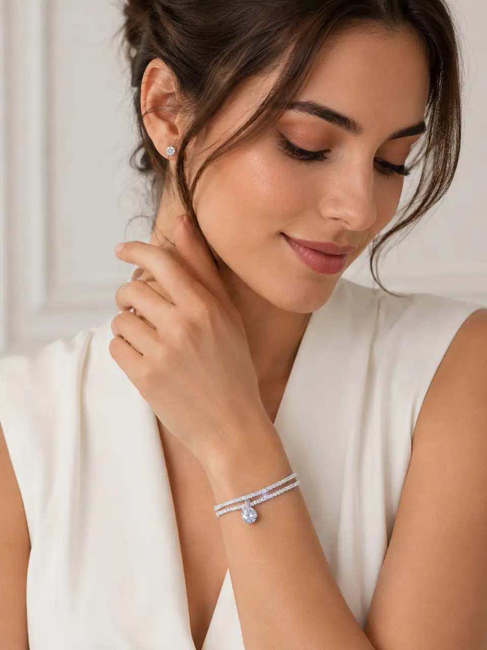 Brazalete plata cadena delicada dije central 3