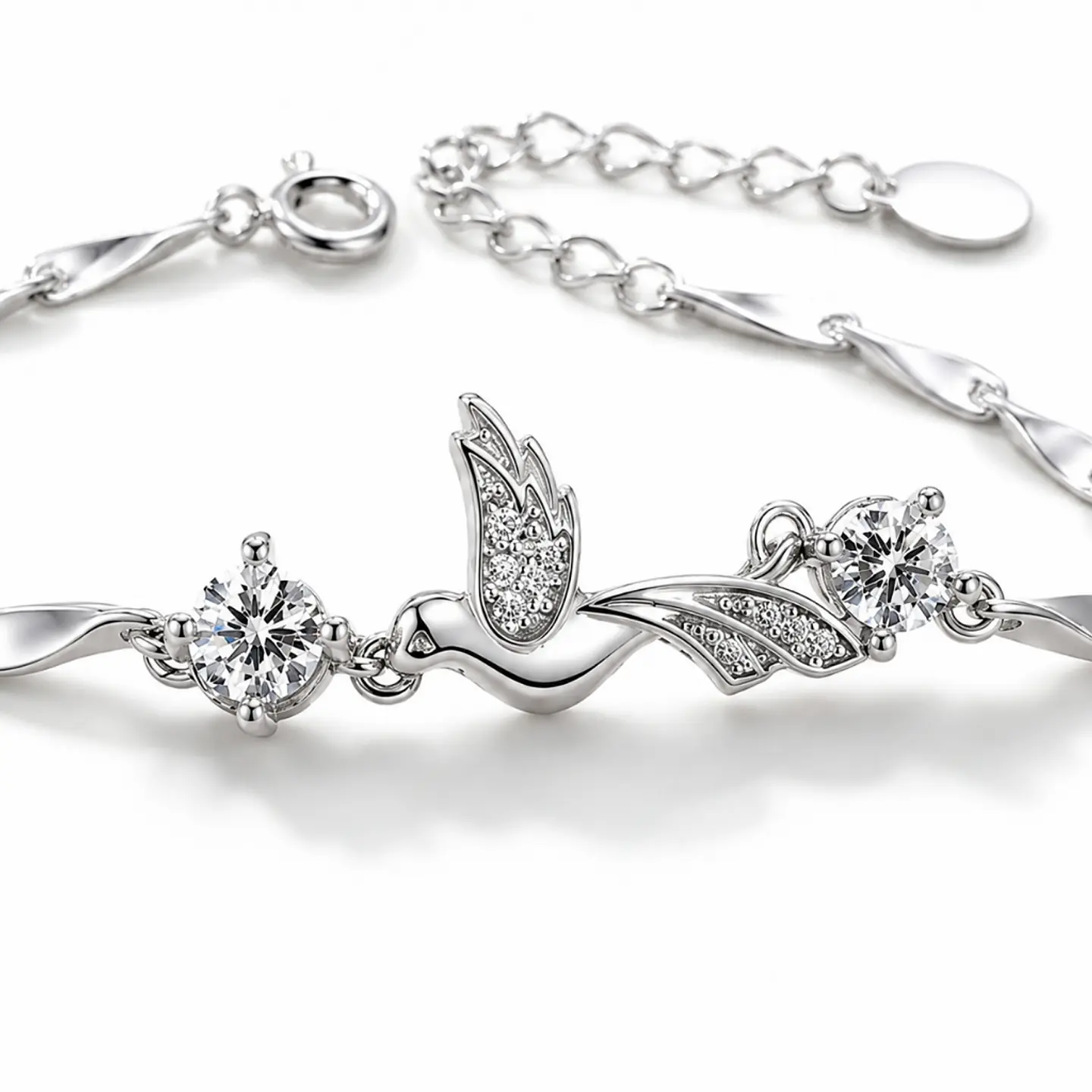 Brazalete plata 925 colibrí con circones 4