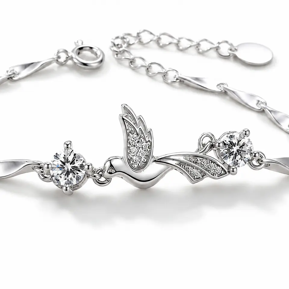 Brazalete plata 925 colibrí con circones 4