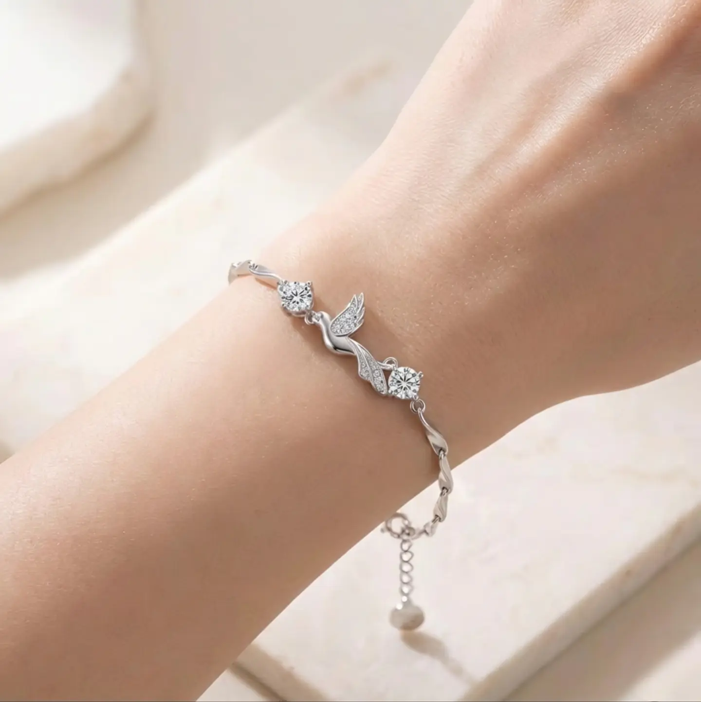Brazalete plata 925 colibrí con circones 2