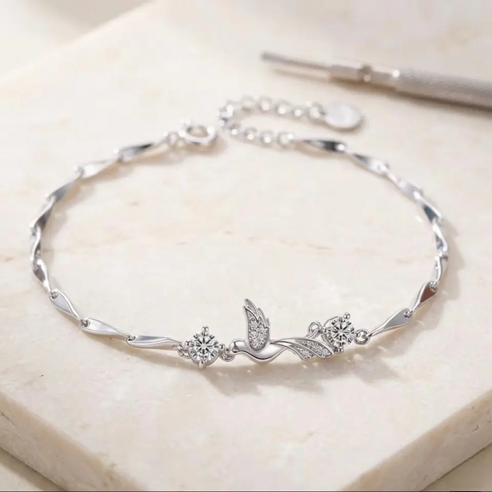 Brazalete plata 925 colibrí con circones 5