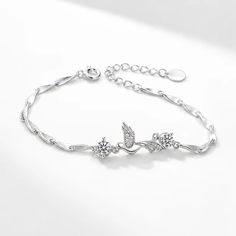 Brazalete plata 925 colibrí con circones