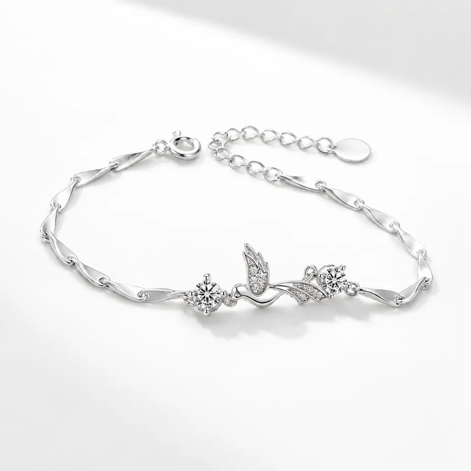 Brazalete plata 925 colibrí con circones 1