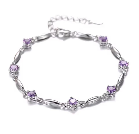Brazalete plata 925 circón lila amatista