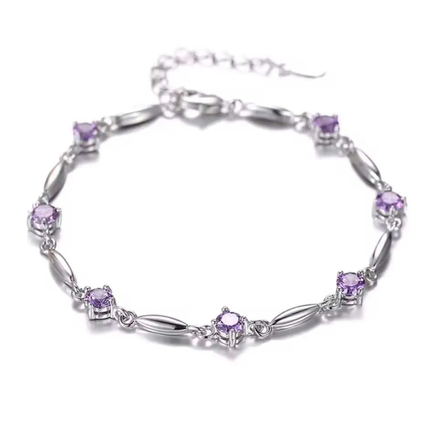 Brazalete plata 925 circón lila amatista 1