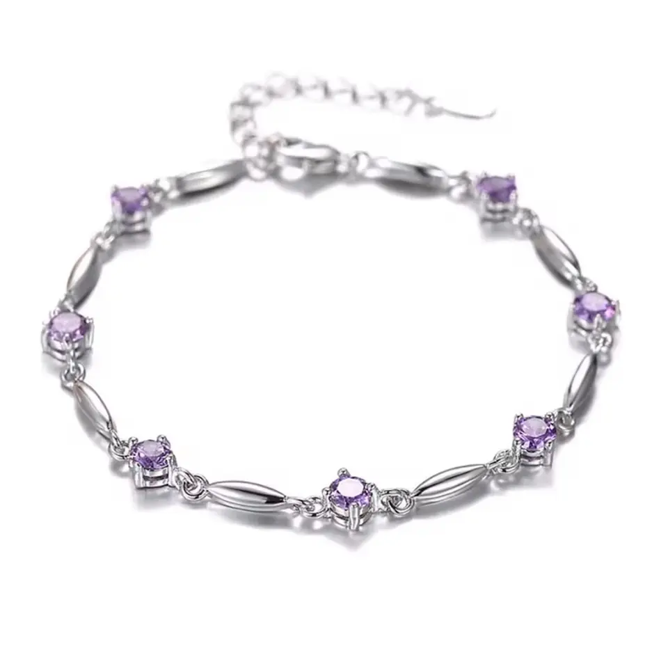 Brazalete plata 925 circón lila amatista 1