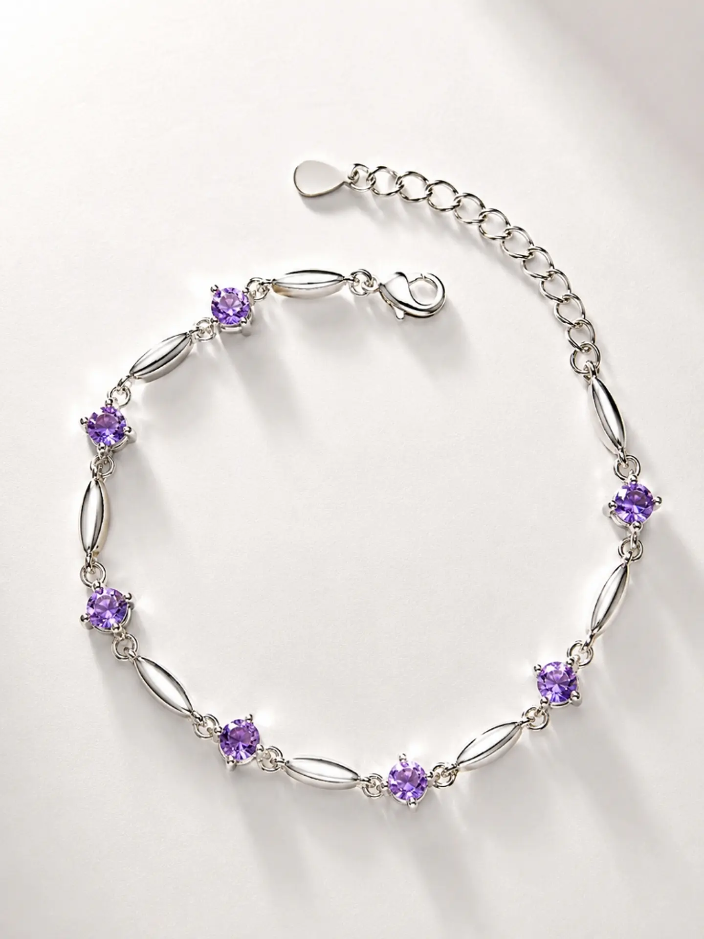 Brazalete plata 925 circón lila amatista 2