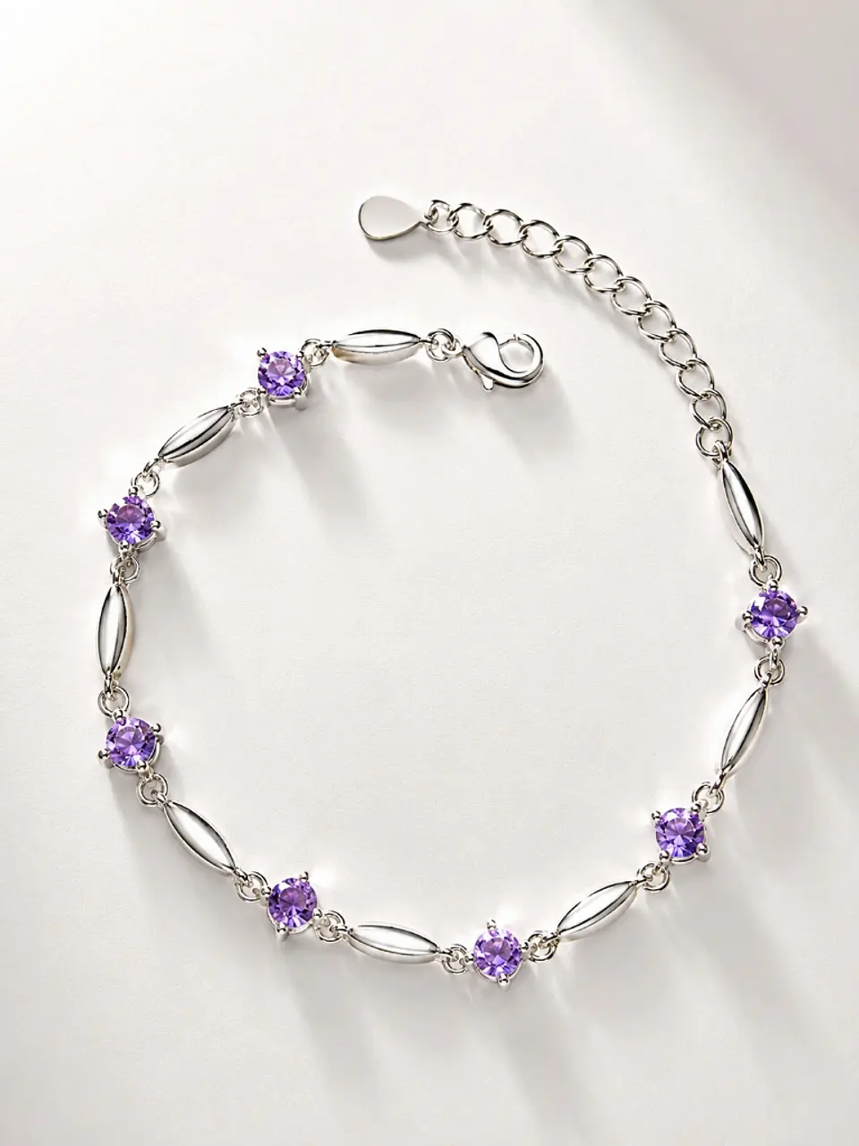 Brazalete plata 925 circón lila amatista 2