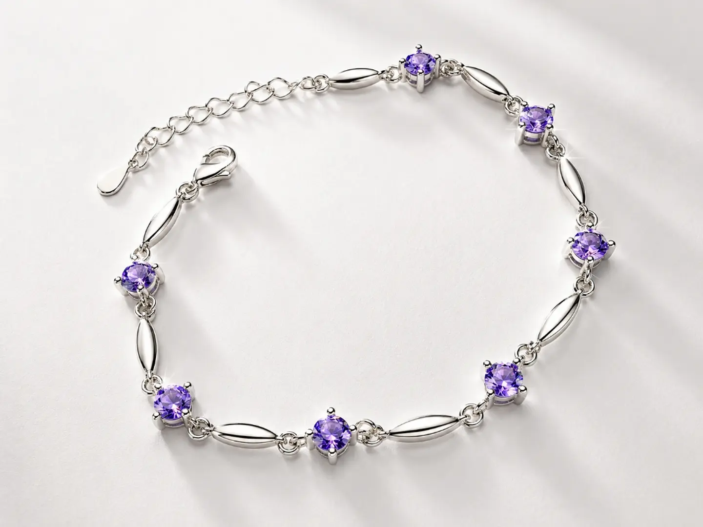 Brazalete plata 925 circón lila amatista 5