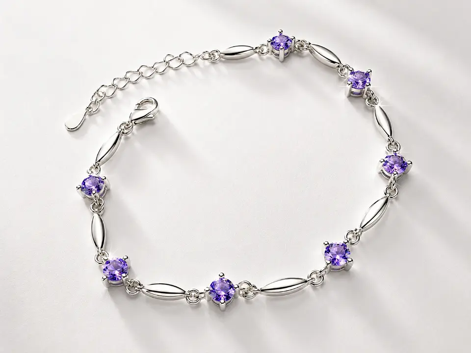 Brazalete plata 925 circón lila amatista 5