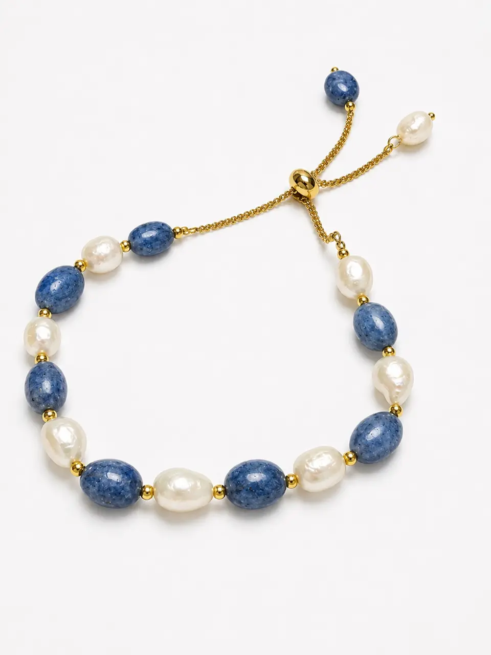 Brazalete perla barroca con piedras azules 1