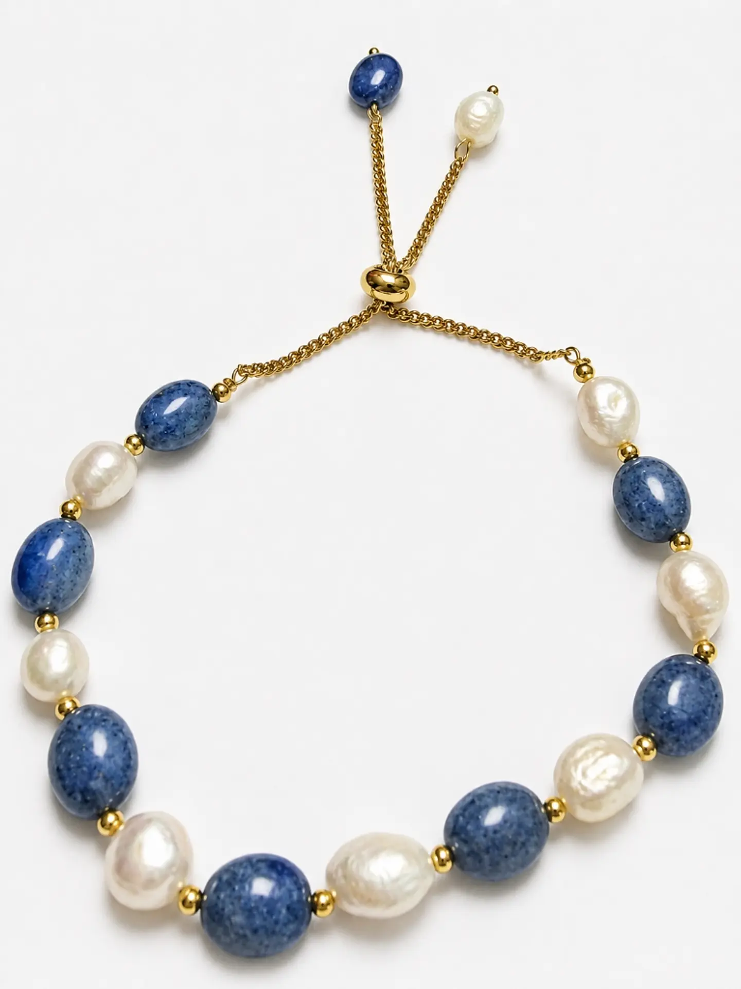 Brazalete perla barroca con piedras azules 4