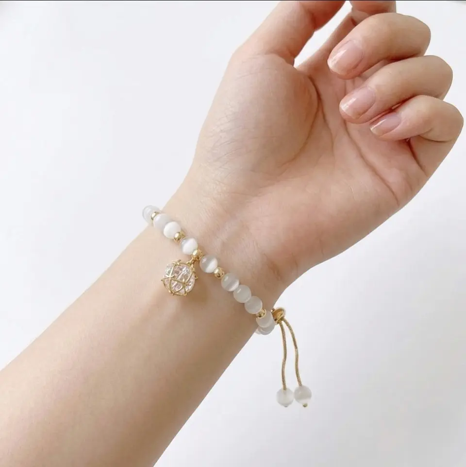 Pulsera ojo de gato colgante cristal 2